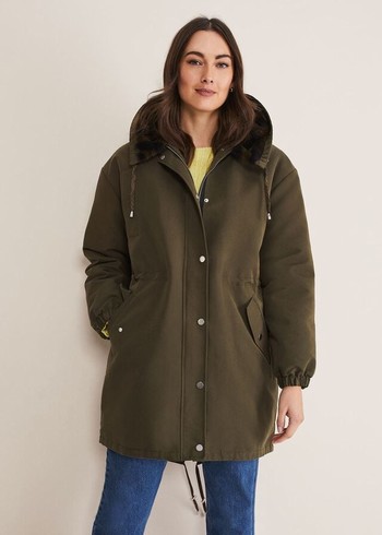 Phase Eight Clara Shower Proof Coats Olive Canada | HDBKQE-142